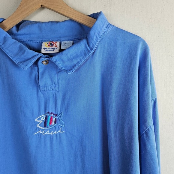 Sgt Leisure Hawaii Pullover Top S‎ Blue Embroidered Fish Maui - Picture 3 of 8